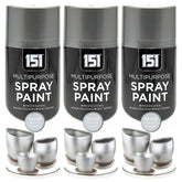 3X 151 Metallic Silver Spray Paint 400ml Spray Paint